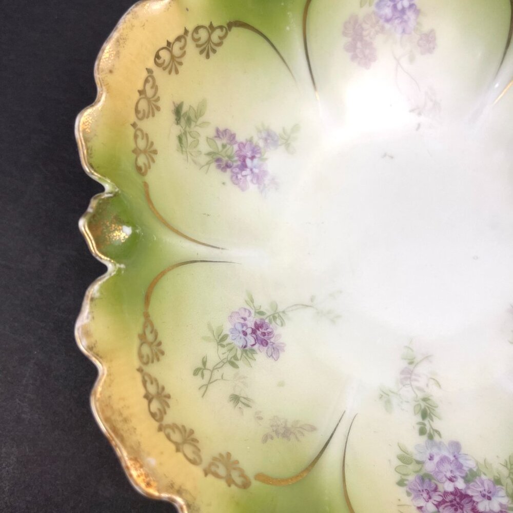 Vintage Set 4 PS Germany Porcelain Berry Bowls Gold Trim 5" earty 1900s - Picture 3 of 6
